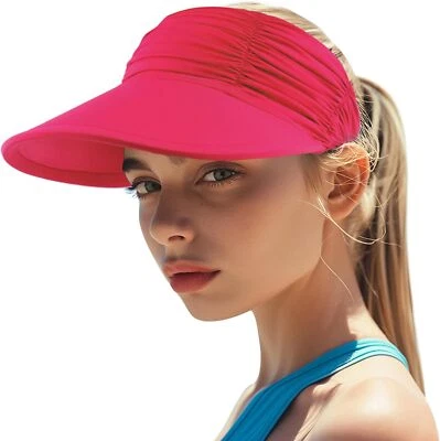 Koreshion Women's Sun Visor Hat Wide Brim Summer UPF 50+ One Size, Rose Red  - Image 1 of 4