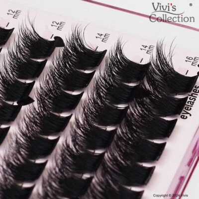 VIVIS Individual Lashes Cluster 5D Fluffy Thick D Curl Wispy Full Eyelashes Extension