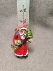 Vintage Xmas Ornament Plastic Santa, Presents & Chrismas Tree 4"