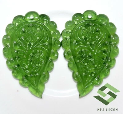 39x30 mm Natural Serpentine Hand Made Carving Pair 69.11 CTS Loose Gems - Image 1 of 4