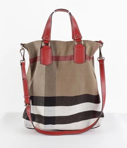 Burberry Tottenham Tasche House Check Canvas Rot Leder Medium Bag - Bild 1 von 21