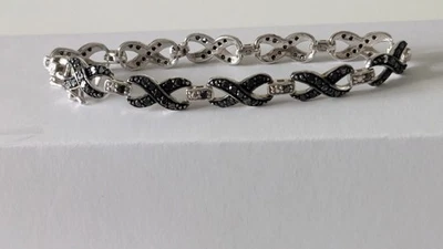 NEW 2.40cts  Round Cut Black Diamond Bracelet in Sterling Silver.8grams - Image 1 of 4