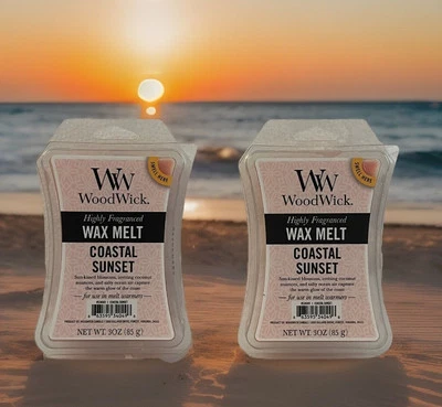 Yankee Candle WoodWick COASTAL SUNSET Fragrance Wax Warmer Melts 2 Pack - Image 1 of 4