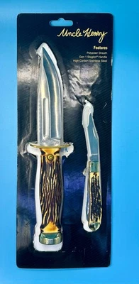 Uncle Henry Knife Set 2PC Combo Folding Knife and Bowie Fixed Blade with Sheath