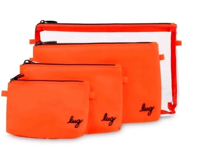 Juego de 4 bolsas anidadoras de aparejos coral naranja bolsas de viaje para cosméticos nuevas Foto 1 de 4