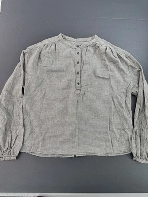 Camisa Henley Manga Larga Gap Para Mujer Talla Grande ALTA Gris Elastizada Cómoda Cuadros Foto 1 de 4