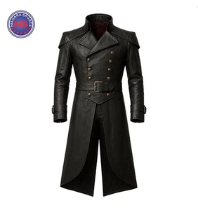 Herren Gothic Leder Trenchcoat: Handmade Steampunk Victorian Overcoat - Bild 1 von 3