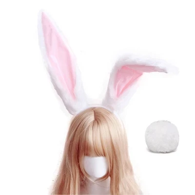 Bunny Ears Plush Halloween Easter Bunny Rabbit Ears Headband for Women Adult ... - Image 1 of 4