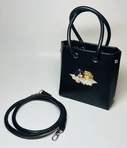 Bolso Tote Fiorucci Mini Bolso Bolso Negro Correa de Cuero Angels - Imagen 1 de 9