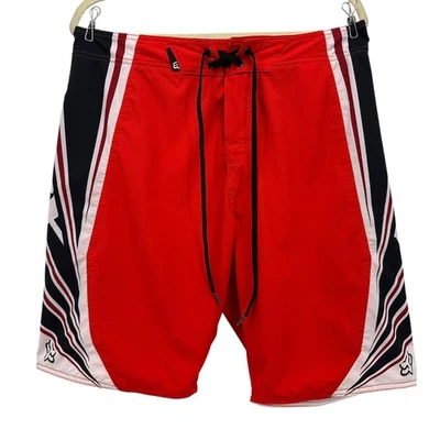 Fox Racing Foxtech Hombres 33 Board Shorts Rojo Negro Blanco Logo Nadar Playa Foto 1 de 4