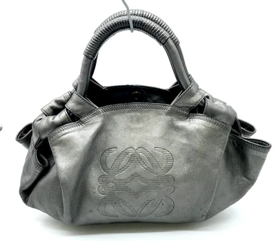 Auténtico Bolso de Mano LOEWE Nappa Aire Anagrama Cuero Plateado i110399 Foto 1 de 4