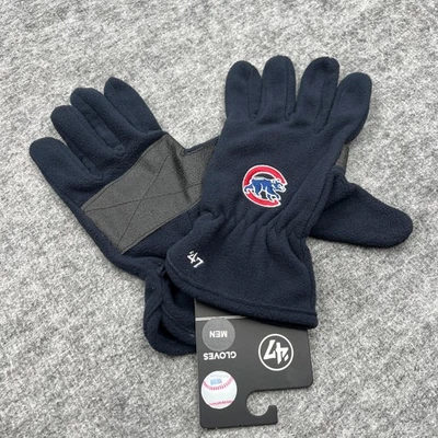 Luvas masculinas Chicago Cubs azul marinho liga principal de beisebol lã inverno bordado aderência - Imagem 1 de 4