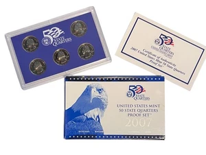 2007 S Proof State Quarter Set Lot of 4 Sets Box & COA 5 Coins Gem D-Cam CN-Clad - Picture 1 of 5