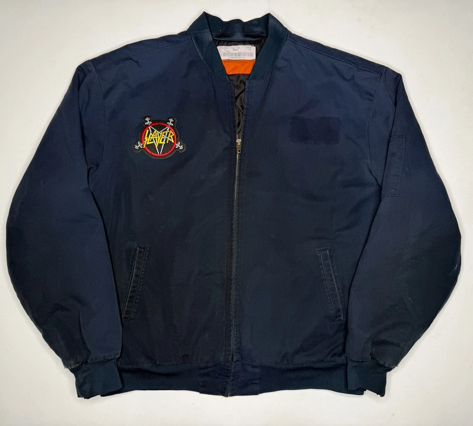 Chaqueta de Trabajo Mecánico Banda Heavy Metal Slayer Vintage Azul Marino | Grande Foto 1 de 4