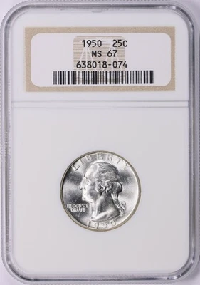 1950 Washington Quarter NGC MS67 White - Image 1 of 3