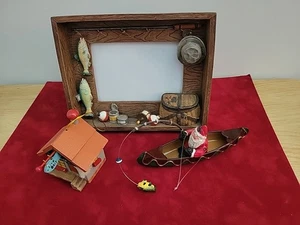 Russ 3D Fisherman's Lodge Life Picture Photo Frame plus 2 VTG ornament - Picture 1 of 3