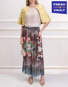 RRP €440 120% LINO Silk Chiffon Trousers IT42 US6 UK10 M Wide Leg Made in Italy - Picture 1 of 6