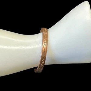 Sergio Lub Solid Copper Bangle Cuff Peace Bracelet Multi-Language Global 6.5" L - Picture 1 of 13