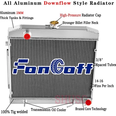 2-Rows Radiator for 68-1973 Mercedes Benz S-Class W108 W109 280SE 280SEL 300 SEL Foto 1 de 4