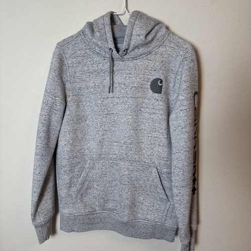 VETEMENTS Carhartt Felpa Con Cappuccio Donna Piccola Grigio Relaxed Fit Mezzo Logo Manica Grafica Lavoro