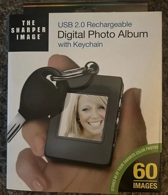 The Sharper Image Digital Photo Album Keychain USB 2.0 rechargeable 60 images - Image 1 of 4
