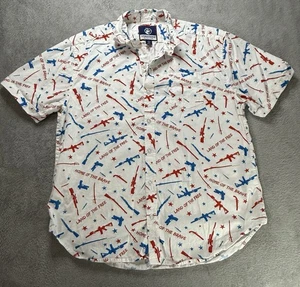 Hirschhorn Outfitters große Knopfleiste rot/weiß/blau Home Of The Brave Motiv - Bild 1 von 7