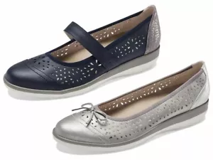 Footflexx Damen Ballerinas Komfort Sommerschuhe Halbschuhe Blau & Silber G-Weite - Bild 1 von 5