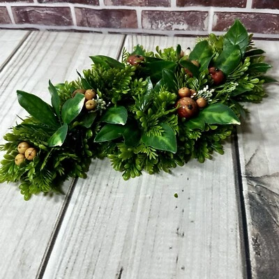 "Lote de 2 anillos de vela vintage imitación verde con pequeños piñones decoración MCM' 7""" Foto 1 de 4