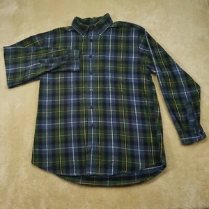 L.L. Bean Button Up Shirt Adult Medium M Men's Blue & Green Plaid Long Sleeve - Foto 1 di 7