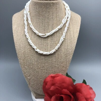 Bonito Collar Napier Pequeño Blanco Cuentas Espaciadores Tono Dorado 30" Bonito Mostrado Doble Foto 1 de 4