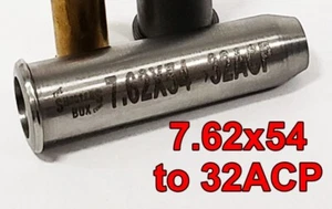 7.62x54 to 32ACP Caliber Adapter -Stainless - Free Case and Free Shipping! - Picture 1 of 5