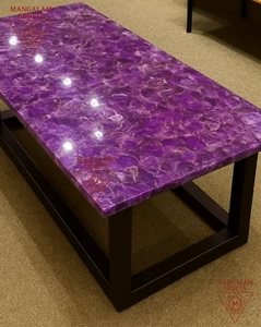 48" x 24" Amethyst Coffee Center Table Top Handmade Home Decor Accent - Picture 1 of 13