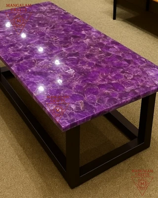 48" x 24" Amethyst Coffee Center Table Top Handmade Home Decor Accent - Image 1 of 4