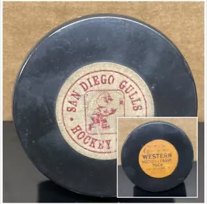 SAN DIEGO GULLS HOCKEY CLUB ART ROSS CONVERSE PAT2226516 WHL USA OFFICIAL PUCK - Picture 1 of 12