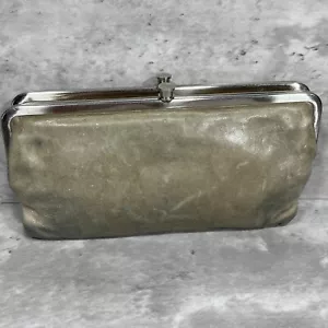 Hobo International - Lauren Double Kisslock Leder Geldbörse Distressed Grau - Bild 1 von 17
