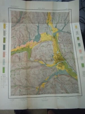 Bigflats Horseheads Elmira Mapa de Nueva York USGS Soil Survey 1902 Color Chemung Hoen Foto 1 de 4