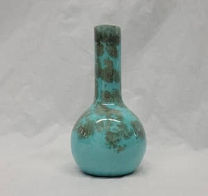 vintage minature pottery vase turquoise glaze 4 inch kiln pin marks #4757 - Picture 1 of 24