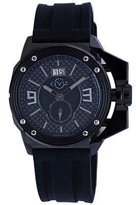 Reloj de silicona GV2 by Gevril 9401 Grande para hombre esfera negra IP acero fecha  Foto 1 de 4