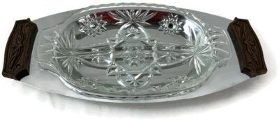 Bandeja Relish Escultura de Colección de Kromex con Asas de Nogal Sintético Nueva en Caja Años 70’s Foto 1 de 4