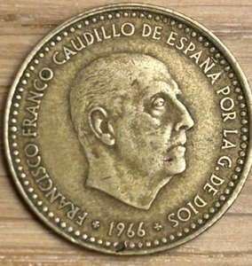 1966 (1968) Spain 1 / Una Peseta World Coin - KM# 796 - Picture 1 of 2