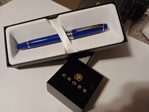CROSS CLASSIC BRIGHT BLUE AND CHROME FOUNTAIN PEN MENS LADIES MOM OR DAD GIFT - Picture 1 of 5