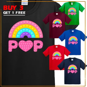 Rainbow Pop Funny Poppin Heart Kid's T-Shirts Boys & Girls Gift USA New Tee - Picture 1 of 14