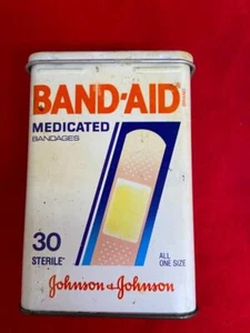 1989 Johnson & Johnson Advertising Metal Medicated Band-Aids 30 Ct Box USA - Picture 1 of 7