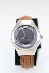 Fossil Big Tic Women Watch Stainless Silver Leather Brown 50m Batt Gray Quartz - Picture 1 of 6