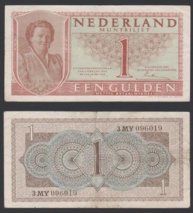 Netherlands Muntbiljet 1 gulden 1949.08.08. Juliana P72 Prefix 3MY aF/VF - Picture 1 of 8