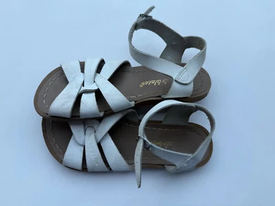 Salt Water White Leather Girls Sandals Sz 2 - Image 1 of 4