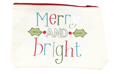Thirty One Large Zipper Pouch Merry And Bright Christmas 280A New 100% Cotton - Image 1 of 4