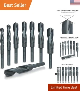 Jumbo Silver & Deming Drill Bit Set, 8 Piece, 1/2" Inch Shank Industrial Larg... - Foto 1 di 6
