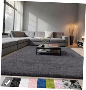 Machine Washable Upgrade 8x10 Grey Rugs for 8x10 Feet/96"x120" Kunshan Grey - Picture 1 of 7