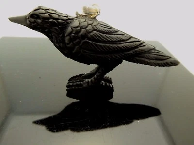 Collar Talismán Colgante Pájaro 3D Plata Esterlina Cuerno de Búfalo de Agua Cuervo Negro Foto 1 de 4